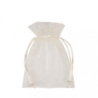 4A Elfenbeinfarbener Organza-Geschenkbeutel | Breite 9 Zentimeter | Höhe 12 Zentimeter | Pro 10 Geschenkbeutel