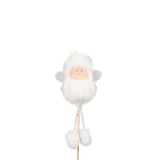 4A Engel Bijsteker | Kleur: Naturel Wit | Kerst Decoratie | Lengte bijsteker ± 20 centimeter | Lengte engel 14 centimeter | Per 4 bijstekers