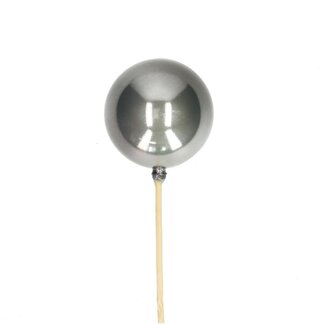 4A Pearl Kerstbal Bijsteker | Kleur: Grijs | Kerst Decoratie | Lengte bijsteker ± 50 centimeter | Diameter kerstbal 6 centimeter | Per 25 bijstekers