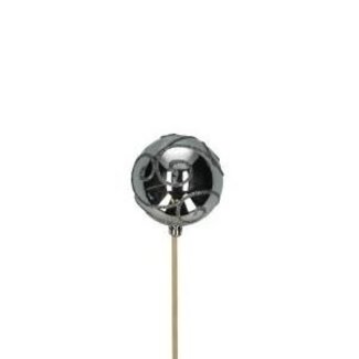 4A Kerstbal Bijsteker | Kleur: Zilver | Kerst Decoratie | Lengte bijsteker ± 50 centimeter | Diameter kerstbal 6 centimeter | Per 25 bijstekers