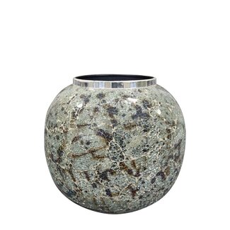 4A Mixed Colours Ball Vase with Mosaic Mirror Pieces | Maritime Collection | Diameter 26 centimetre | Height 24 centimetre | Per vase