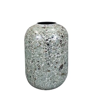 4A Vaas met Mozaïek Spiegelstukjes | Kleur: Groen Zwart | Maritiem Collectie | Diameter 21 centimeter | Hoogte 30 centimeter | Per vaas