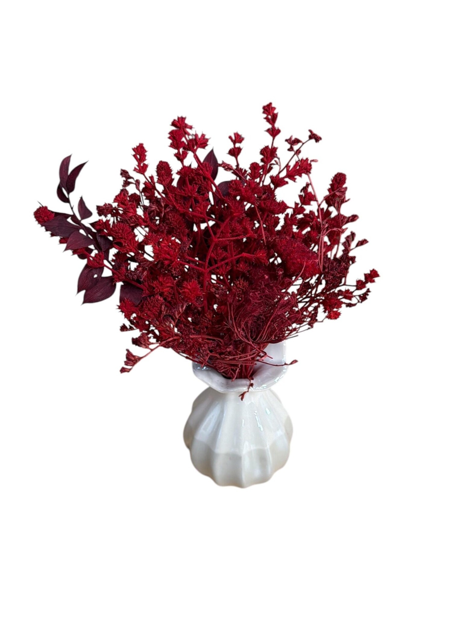 Rotes Mini-Trockenblumenstrauß mit Schälchen für zeitlose Dekoration Der Online-Shop fuer Kreative