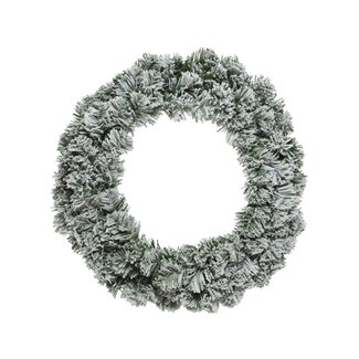 4A Sneeuwachtige Kerstkrans | Kleur: Groen Wit | Kerst Decoratie | Diameter 35 centimeter | Per kerstkrans