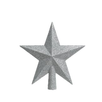 4A Ster Piek | Kleur: Zilverkleurig | Kerst Decoratie | Hoogte 19 centimeter | Per piek