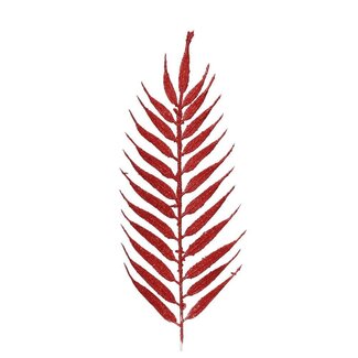 4A Glitter Leaf Decoration | Colour: Red | Christmas Decoration | Length 42 centimeter | Per 4 leaves