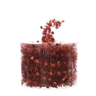 4A Lametta Kerst Slinger | Kleur: Rood | Kerst Decoratie | Diameter 3 centimeter | Lengte 7 meter | Per slinger