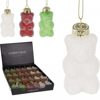 4A Beren Kerstbal Hanger | Kleur: Gemengde Kleuren | Kerst Decoratie | Hoogte 7 centimeter | Per 24 hangers