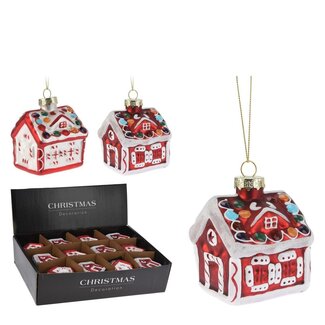 4A House Christmas Baubles Assorted | Colour: Red White | Christmas Decoration | Height 8 centimetre | Per 12 Christmas baubles