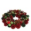 Krans Theelichthouder | Kleur: Rood Groen | Kerst Decoratie | Diameter 34 centimeter | Per krans