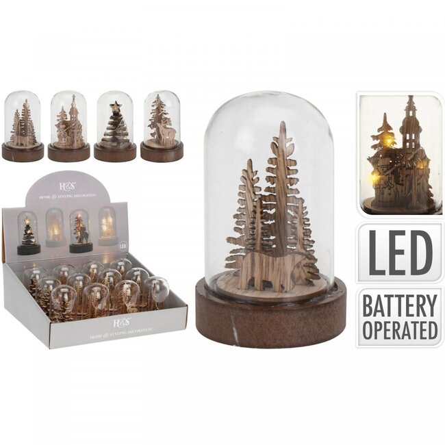 LED Stolp Assorti | Kleur: Bruin | Kerst Decoratie | Diameter 5.5 centimeter | Hoogte 9 centimeter | Per 12 stolpen