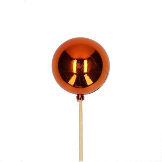 4A Kerstbal Bijsteker | Kleur: Oranje | Kerst Decoratie | Diameter kerstbal 6 centimeter | Lengte bijsteker ± 50 centimeter | Per 25 bijstekers