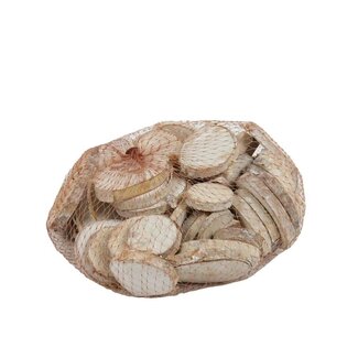 4A Berken Houtschijven | Kleur: Naturel Wit | Droogdecoratie | Diameter 3 - 6 centimeter | Inhoud 250 gram | Per zak