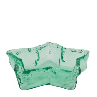 4A Glazen Ster Schaal | Kleur: Groen Transparant | Kerst Decoratie | Diameter 23 centimeter | Hoogte 6.5 centimeter | Per 4 schalen