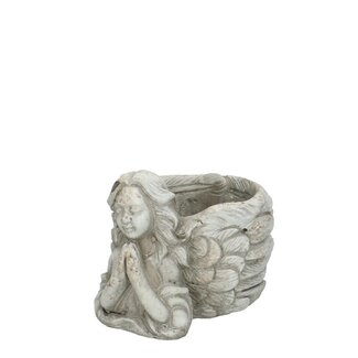 4A Keramieken Pot met Engel | Kleur: Grijs | Allerheiligen Decoratie | Lengte 16 centimeter | Breedte 13 centimeter | Hoogte 12 centimeter | Per 12 potten