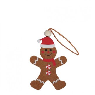4A Peperkoek Mannetje Hanger | Kleur: Bruin | Kerst Decoratie | Lengte 8 centimeter | Per 4 hangers