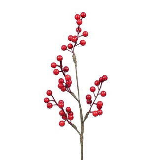 4A Zweig mit Beeren | Farbe: Rot | Weihnachtsdekoration | Länge 46 centimeter | Pro 3 Zweige