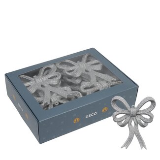 4A Strik | Kleur: Zilver | Kerst Decoratie | Lengte 13 centimeter | Breedte 11 centimeter | Per 12 strikken