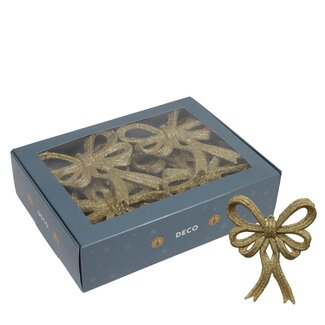 4A Strik | Kleur: Goud | Kerst Decoratie | Lengte 13 centimeter | Breedte 11 centimeter | Per 12 strikken