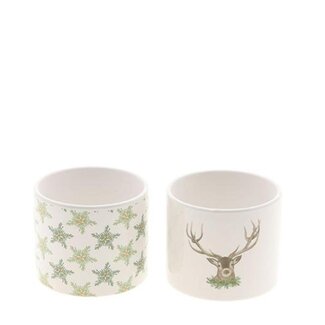 4A Pot de fleurs en céramique “Skog” | Couleur : Couleurs mélangées | Décoration de Noël | Diamètre 12 centimètres | Hauteur 10 centimètres | Par 12 pots