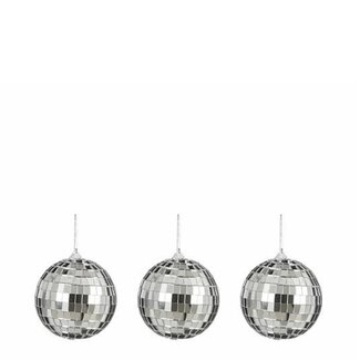4A Boules miroir Boules de Noël | Couleur : Argent | Décoration de Noël | Diamètre 8 centimètres | Par 3 boules miroir