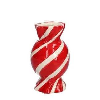 4A Keramische Vase „Candy“ | Farbe: Rosa Weiß | Weihnachtsdekoration | Durchmesser 6 - 8 Zentimeter | Höhe 15 Zentimeter | Pro 12 Vasen