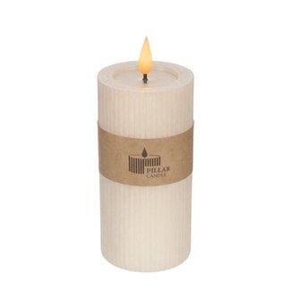 4A Ribbed LED Pillar Candle | Colour: Cream | Diameter 7 centimetres | Height 15 centimetres | AAA batteries not included | Per 6 pillar candles