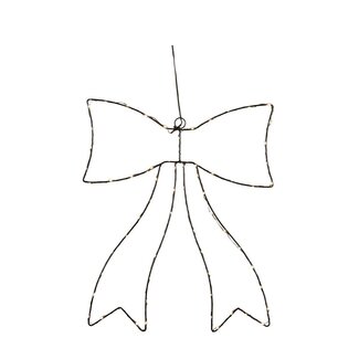 4A Nœud LED avec pile et minuterie | Couleur : Noir | Décoration de Noël | Longueur 41 centimètres | Largeur 50 centimètres | Par nœud