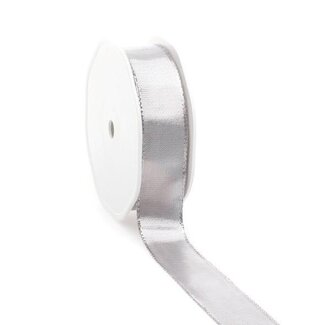 4A Ruban métallisé | Couleur : Argent | Décoration de Noël | Largeur 25 millimètres | Longueur 25 mètres | Par rouleau