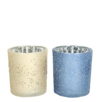 4A Porte-bougie chauffe-plat pailleté | Couleur : Couleurs assorties | Décoration de Noël | Diamètre 9 centimètres | Hauteur 10 centimètres | Par 8 porte-bougies chauffe-plat