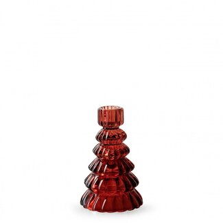 4A Bougeoir sapin de Noël | Couleur : Rouge | Décoration de Noël | Diamètre 8 centimètres | Hauteur 13 centimètres | Par 12 bougeoirs