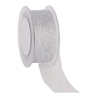 4A Band „C-Shiny Web“ | Farbe: Silber | Weihnachtsdekoration | Breite 38 Millimeter | Länge 25 Meter | Pro Rolle