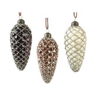 4A Pine Cone Baubles | Colour: Mixed Colours | Christmas Decoration | Diameter 12 centimeter | Per 12 baubles