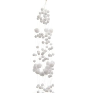 4A Schneeball-Girlande | Farbe: Naturweiß | Weihnachtsdekoration | Länge 135 Zentimeter | Pro Girlande