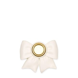 4A Bougeoir nœud | Couleur : Blanc naturel | Décoration de Noël | Diamètre 2.2 centimètre | Largeur 6 centimètre | Hauteur 7 centimètre | Par 4 bougeoirs