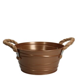 4A Bac en zinc Pot de fleurs Pot pour plantes “Julia” | Couleur : Bronze | Diamètre 18.5 centimètre | Hauteur 9 centimètre | Par 10 bacs