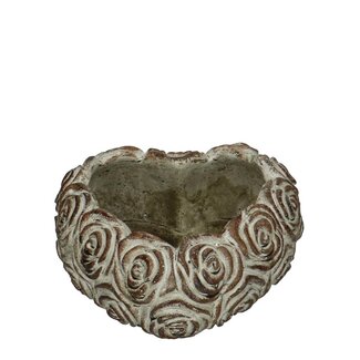 4A Steinerner Pflanzenkübel Blumentopf Herz | Farbe: Grau-Braun | Durchmesser 16 Zentimeter | Höhe 7 Zentimeter | Pro 8 Blumentöpfe