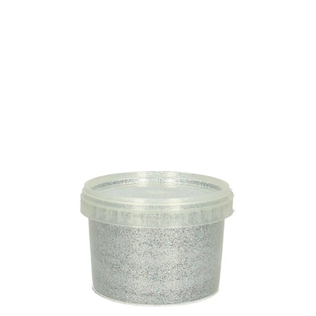 Paillettes dans un seau réutilisable | Couleur : Argent | Décoration de Noël | Poids 400 grammes | Par seau