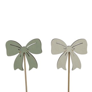 4A Pique à nœud | Couleur : Vert | Décoration de Noël | Longueur du pique ± 20 centimètres | Longueur du nœud 7 centimètres | Largeur 6 centimètres | Par 10 piques