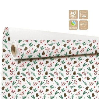 4A Papier op Rol “Sagesse” Clayrton | Kleur: Gemengde Kleuren | Kerst Decoratie | Breedte 80 centimeter | Lengte 40 meter | Per rol