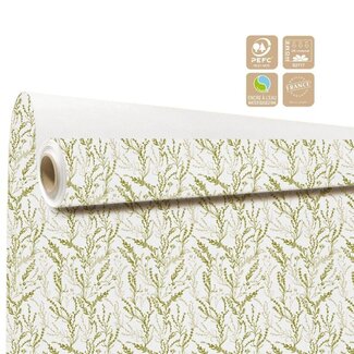 4A Clayrton Papier op Rol “Arborescence” | Kleur: Groen Wit | Breedte 80 centimeter | Lengte 40 meter | Per rol