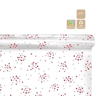 4A Papier op Rol “Starry” Clayrton | Kleur: Rood | Kerst Decoratie | Breedte 70 centimeter | Lengte 50 meter | Per rol