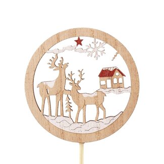 4A Rentier-Stecker | Farbe: Hellbraun | Weihnachtsdekoration | Länge des Steckers ± 20 Zentimeter | Durchmesser des Rentiers 7 Zentimeter | Pro 20 Stecker