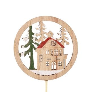 4A Huis Bijsteker | Kleur: Lichtbruin | Kerst Decoratie | Lengte bijsteker ± 20 centimeter | Diameter huis 7 centimeter | Per 20 bijstekers