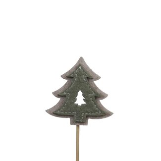 4A Filz-Tannenbaumstecker | Farbe: Grün | Weihnachtsdekoration | Länge Stecker ± 20 Zentimeter | Länge Tannenbaum 6.5 Zentimeter | Pro 10 Stecker