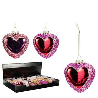 4A Hart Kerstballen Assorti | Kleur: Gemengde Kleuren | Kerst Decoratie | Diameter 8 centimeter | Per 12 kerstballen
