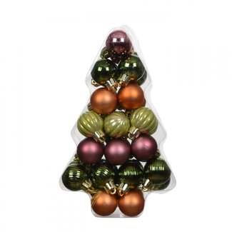 4A Boules de Noël en plastique assorties | Couleur : Couleurs mélangées | Décoration de Noël | Diamètre 3 centimètres | Par 34 boules de Noël