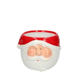 4A Pot de fleurs en céramique Père Noël | Couleur: Rouge Blanc | Diamètre 13 centimètre | Hauteur 9.5 centimètre | Par 12 pots de fleurs