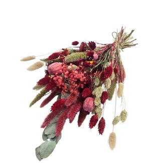 MyFlowers Gedroogd Boeket “Cute Red” | Lengte ± 50 centimeter | met rode en naturelle papaver en droogbloemen | Per boeket