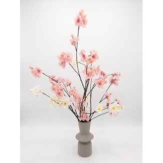 MyFlowers Kunstbloemen Boeket “Blossom Beauty” | Lengte ± 80 centimeter | Inclusief Vaas | Met Roze en Witte bloemen | Per boeket